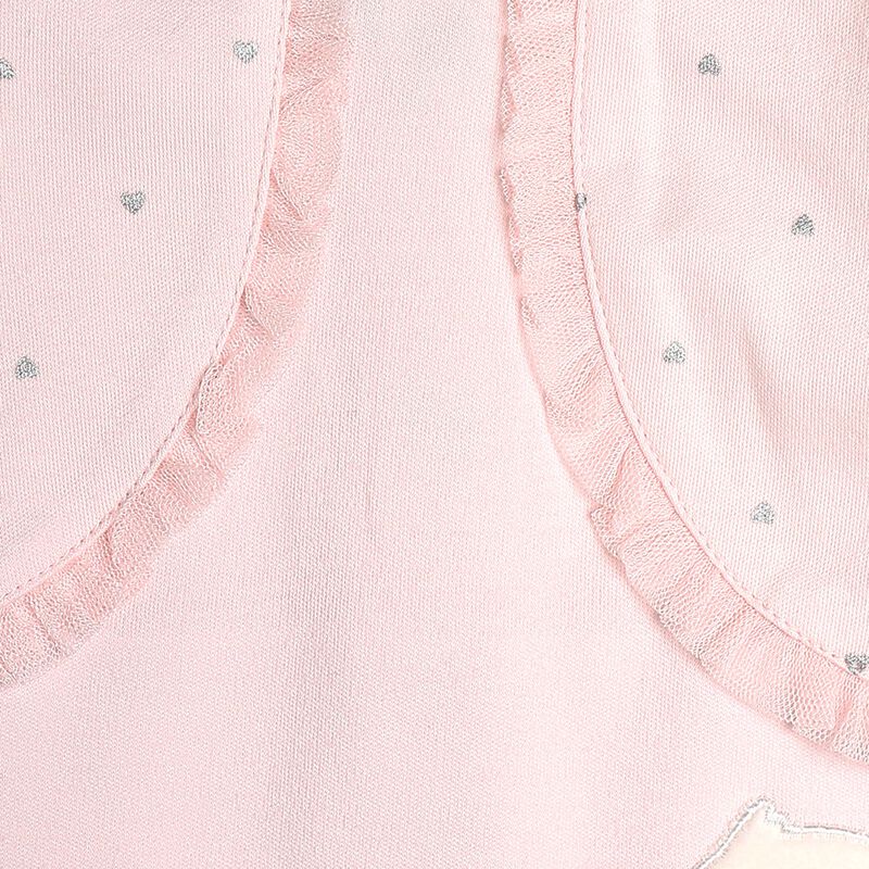 Girls Light Pink Knitted Leg Opening Babysuit image number null
